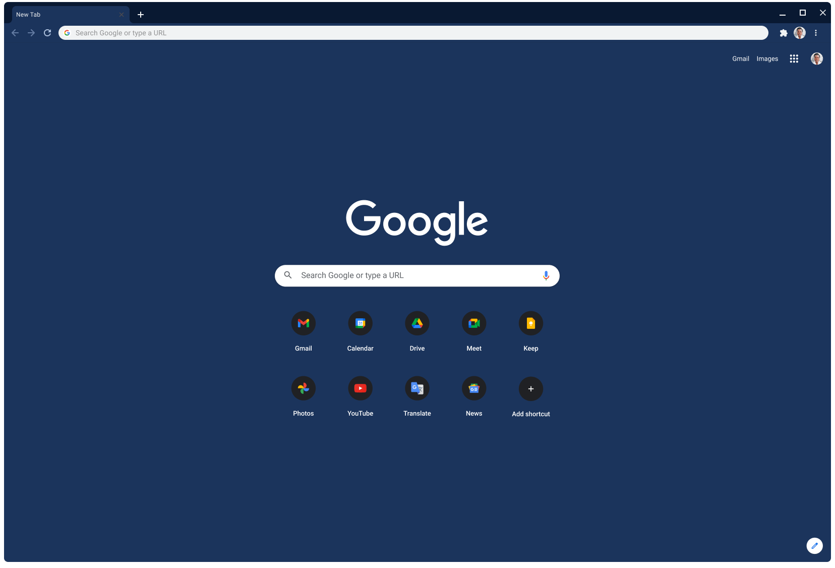 使用石灰色主題並顯示 Google.com 網頁的 Chrome 瀏覽器。