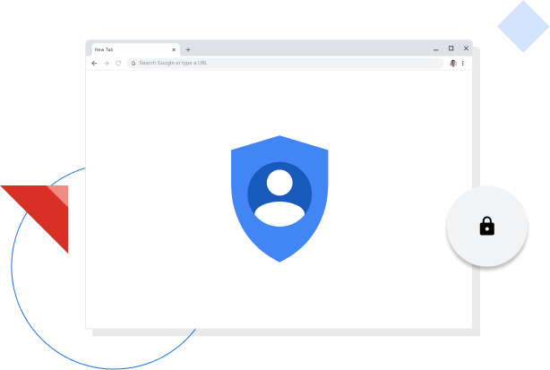 顯示「Google 隱私權」圖示的 Chrome 瀏覽器視窗。